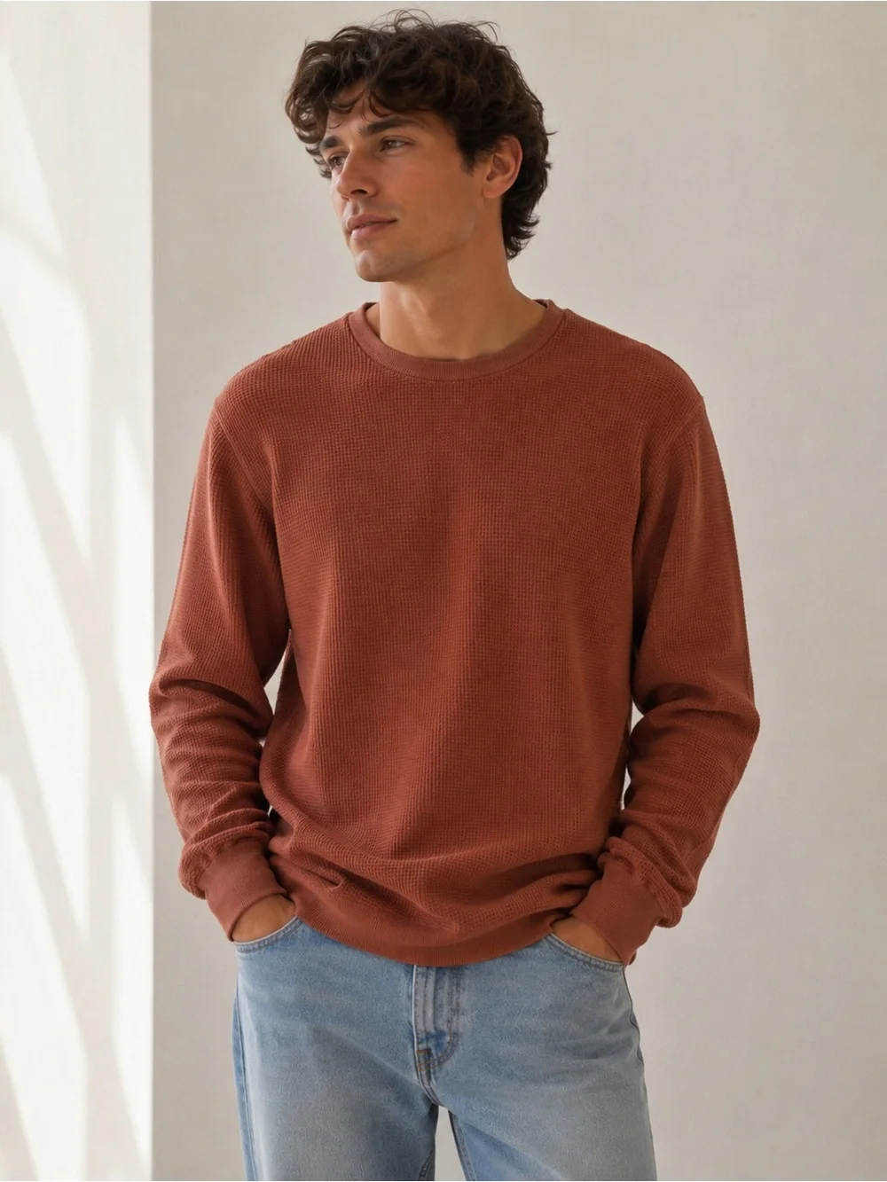Zara‎ Men's Crewneck Sweater in Rust